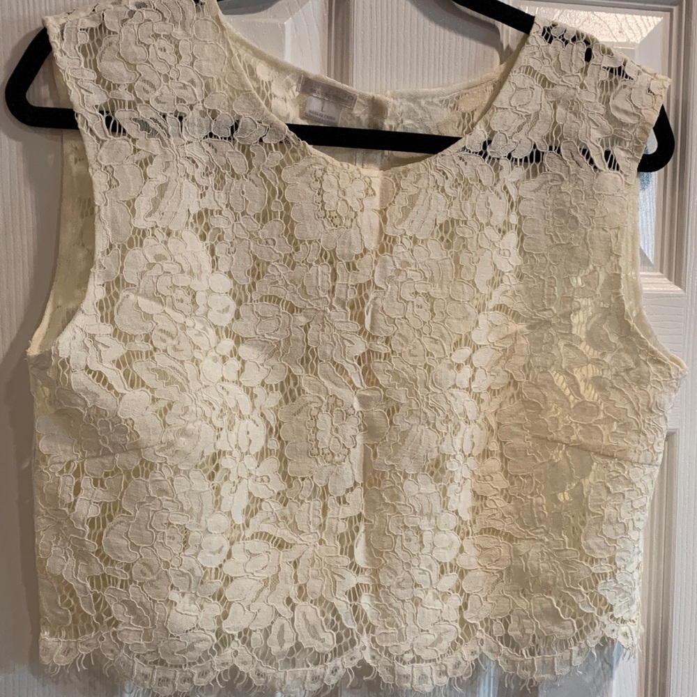 Anthropology cream lace crop top